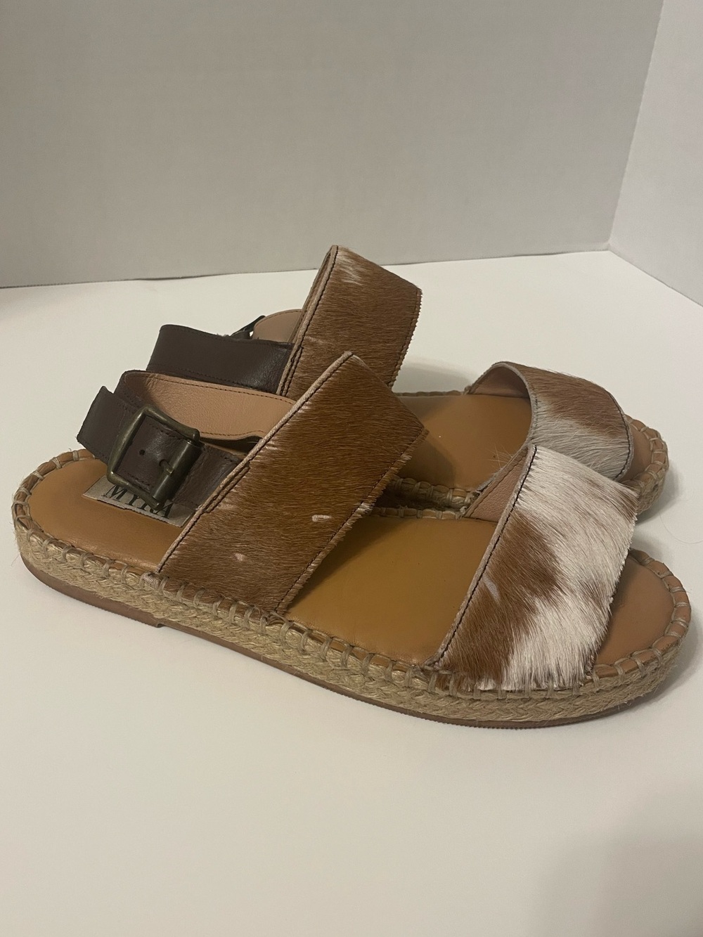 Myra leather cow hide print espadrille sandals